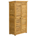 Outdoor Storage Cabinet, Wood Garden Shed, Pool Storage Shed With Lockable Door, Waterproof Roof And 2 Removable Shelves, Vertical Outside Storage Shed For Patio, Backyard And Lawn TryTrendly