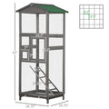 Wooden Bird Cage Outdoor Aviary House For Parrot, Parakeet, With Pull Out Tray And 2 Doors, Grey TryTrendly