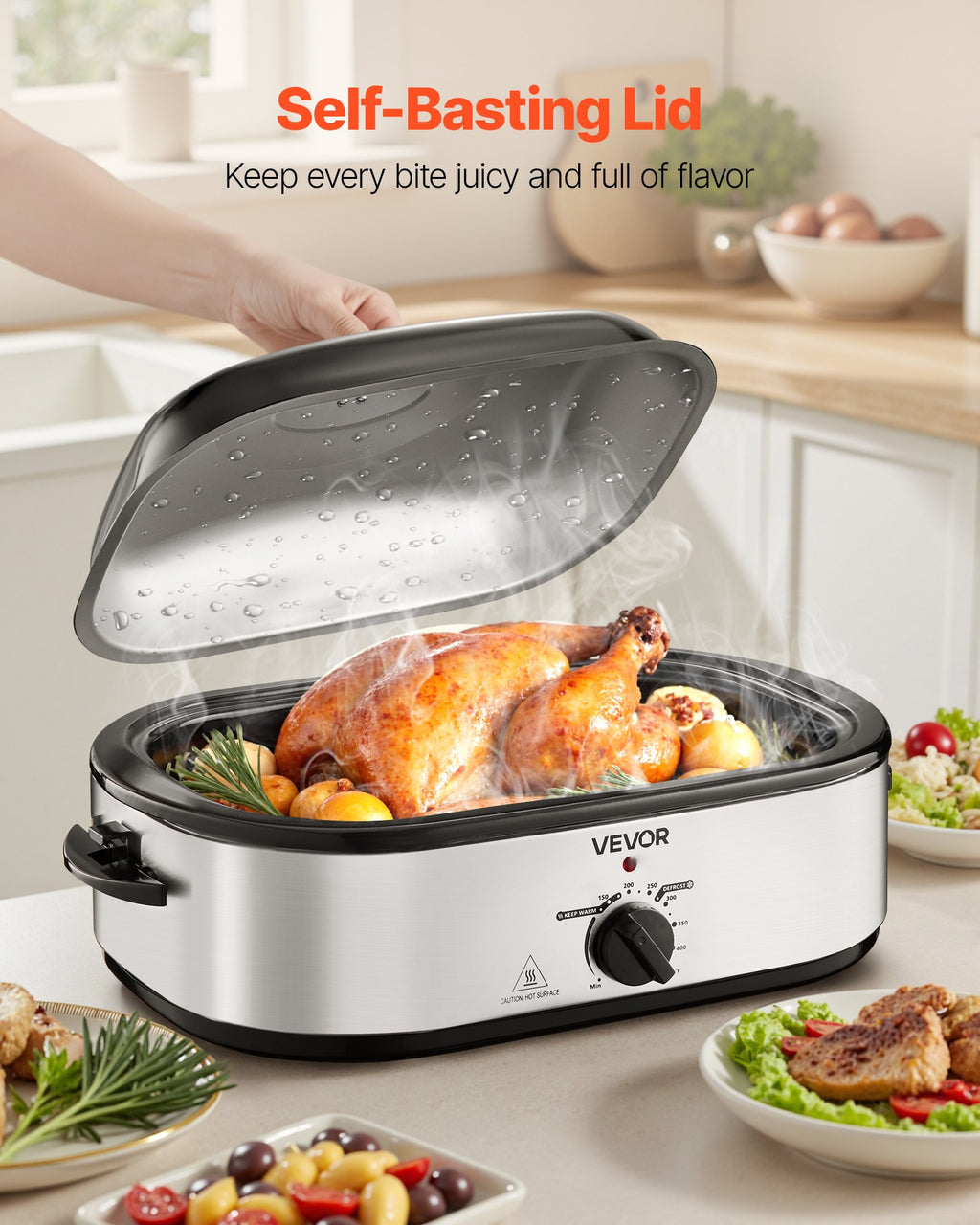 Electric Roaster Oven 14QT Electric Roasting Pan With Self-Basting Lid TryTrendly