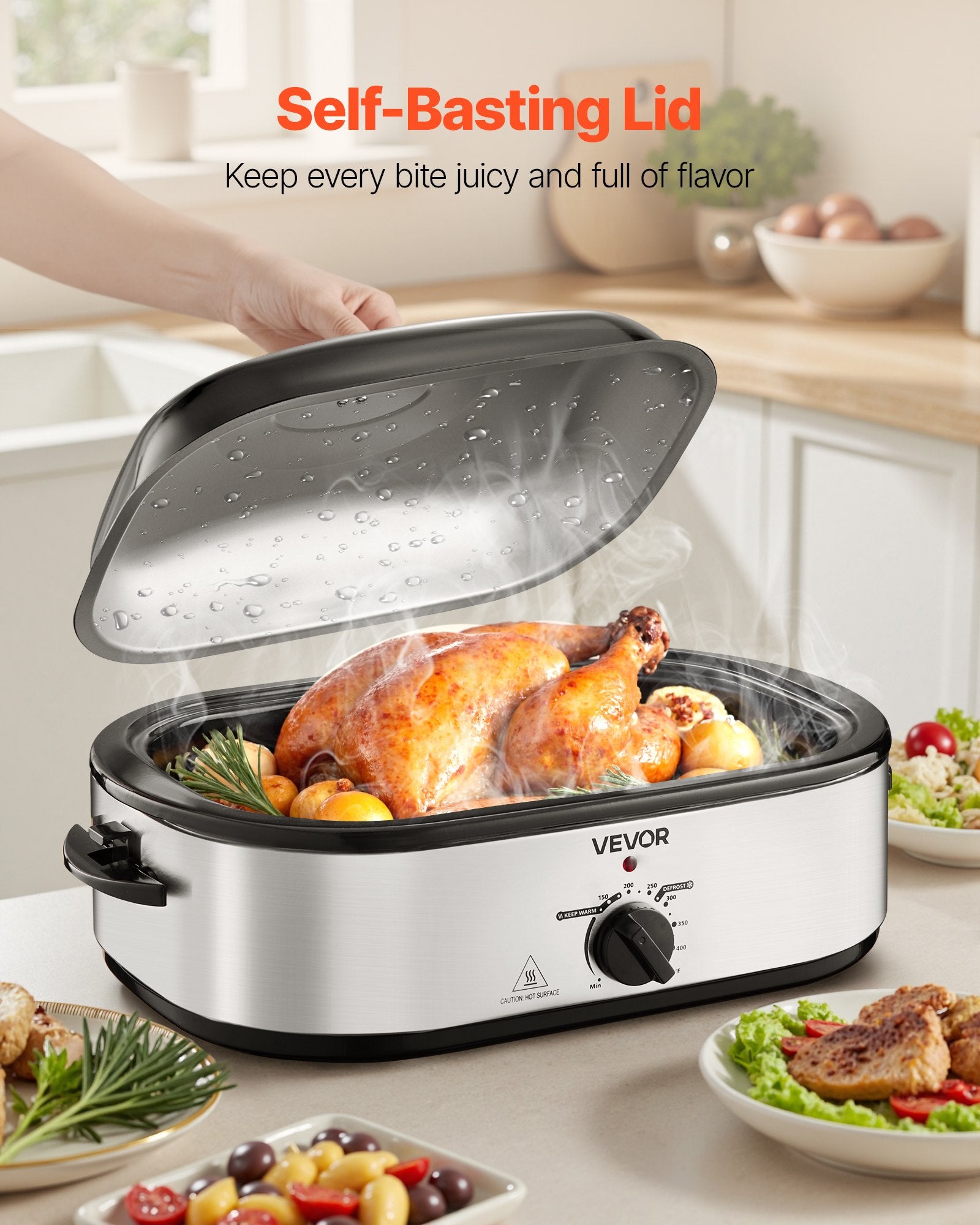 Electric Roaster Oven 14QT Electric Roasting Pan With Self-Basting Lid TryTrendly
