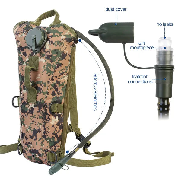 Tactical Hydration Pack 3L Water Bladder Adjustable Water Drink Backpack TryTrendly