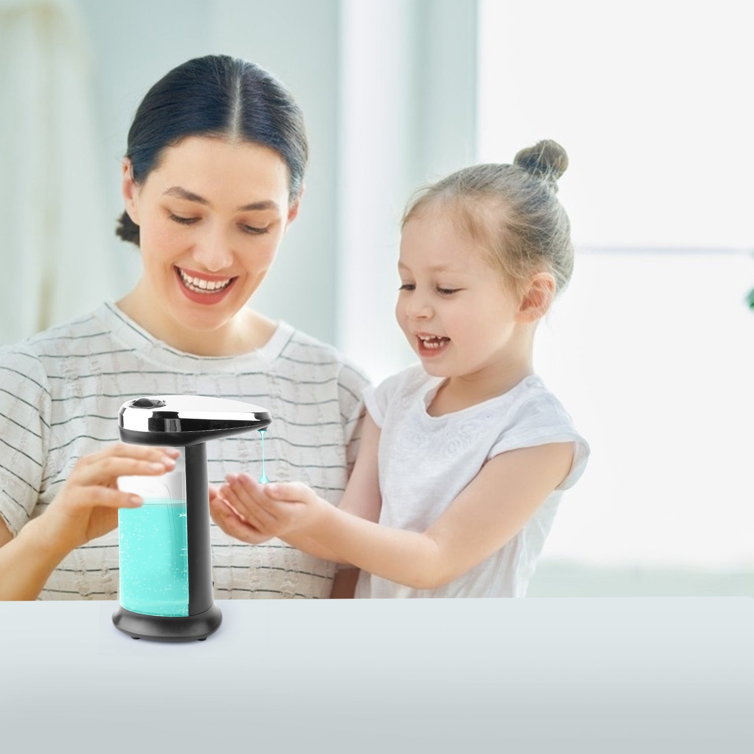 1Pc Automatic Soap Dispenser 400ML 16.9OZ Anti-slip Sensor Refillable Hand Gel Desktop Dispenser 2 Drop Volume Adjustment TryTrendly