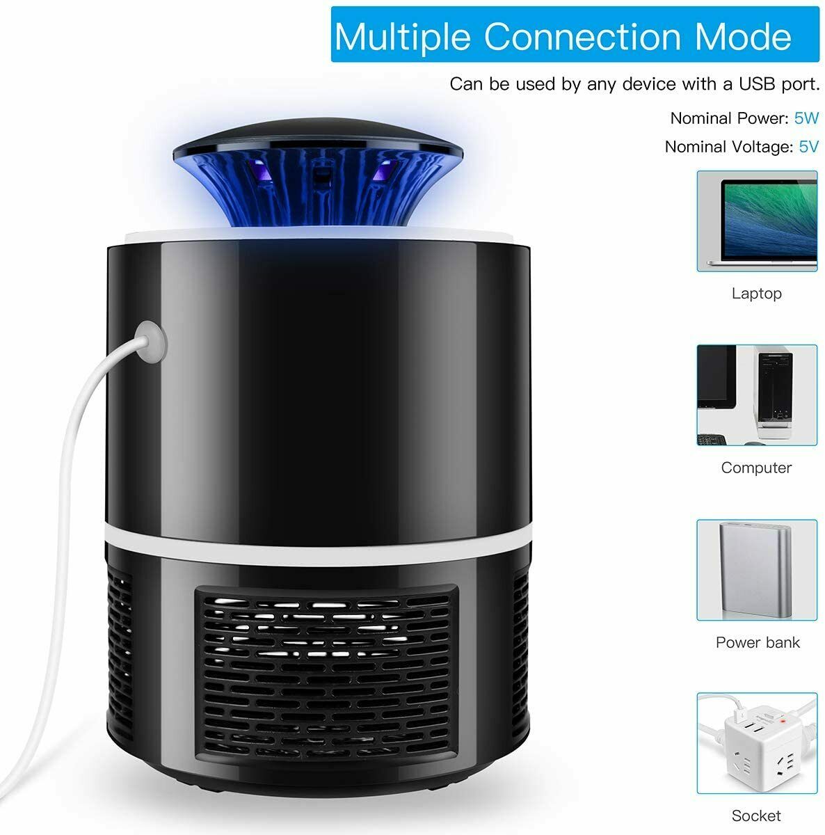 Electric UV Mosquito Killer Lamp Outdoor Indoor Fly Bug Insect Zapper Trap USB cjdropshipping