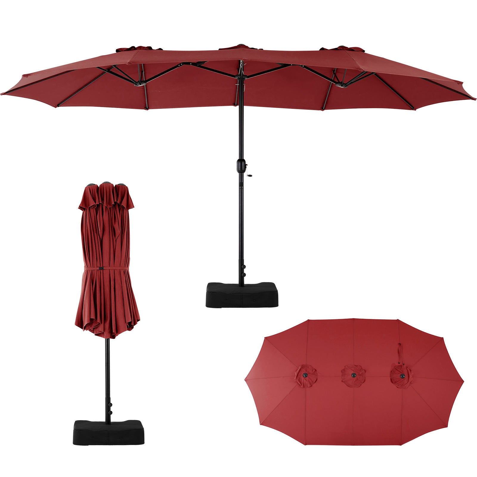 15ft Large Patio Umbrella With Base Included, Rectangle Table Umbrella Outdoor Patio, Outside Umbrellas For Deck, Market, Backyard cjdropshipping