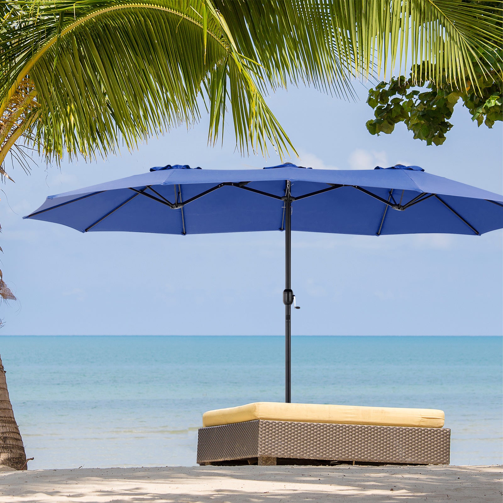 15ft Large Patio Umbrella With Base Included, Rectangle Table Umbrella Outdoor Patio, Outside Umbrellas For Deck, Market, Backyard cjdropshipping