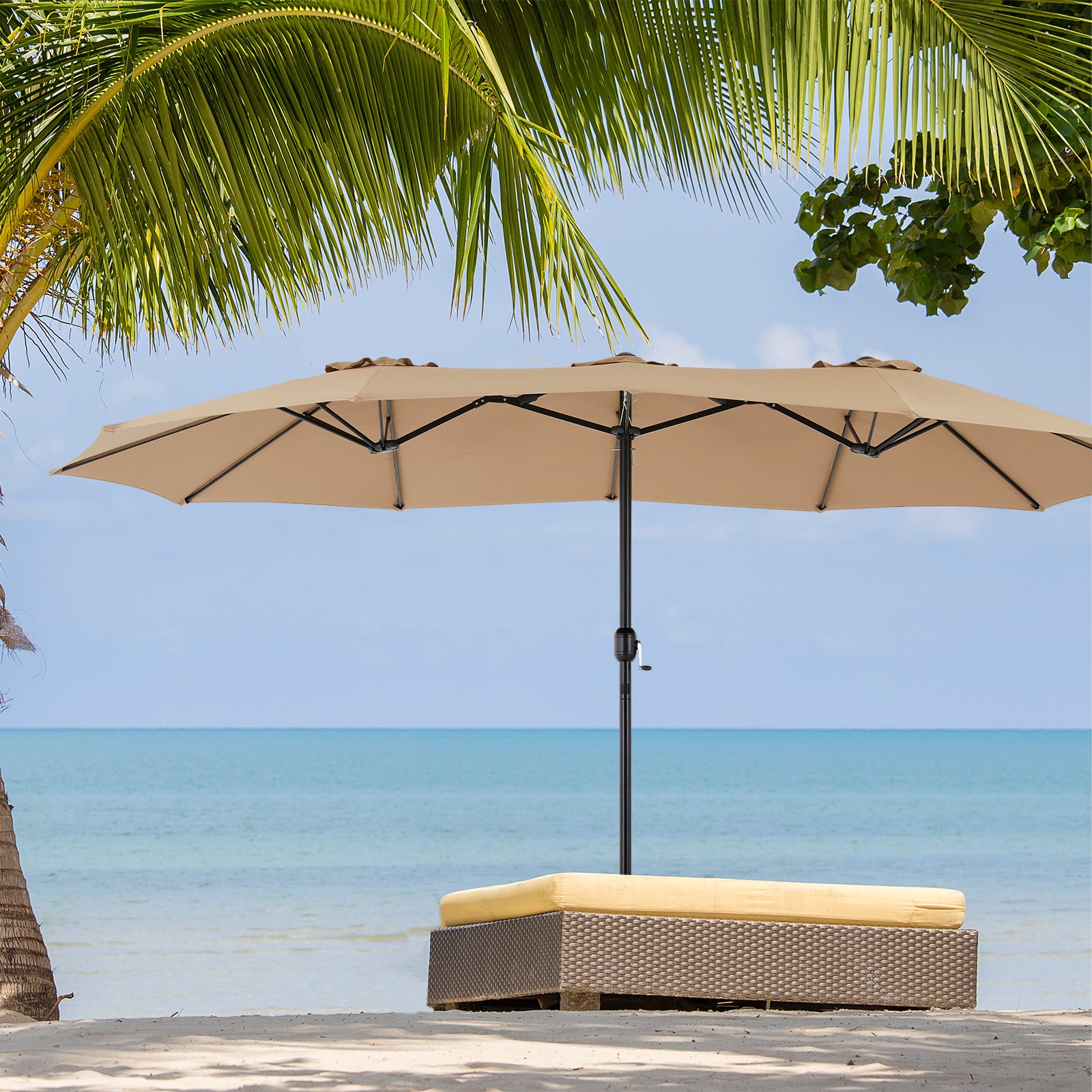 15ft Large Patio Umbrella With Base Included, Rectangle Table Umbrella Outdoor Patio, Outside Umbrellas For Deck, Market, Backyard cjdropshipping