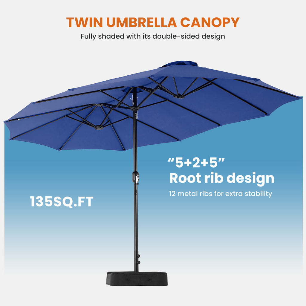 15ft Large Patio Umbrella With Base Included, Rectangle Table Umbrella Outdoor Patio, Outside Umbrellas For Deck, Market, Backyard cjdropshipping