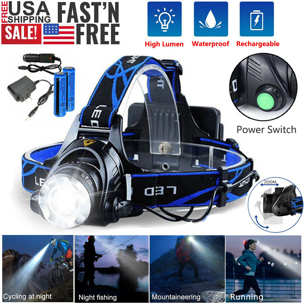 LED Headlamp Rechargeable Head Torch Zoom Headlight Lamp Super Bright Flashlight 3 Modes Work Light TryTrendly