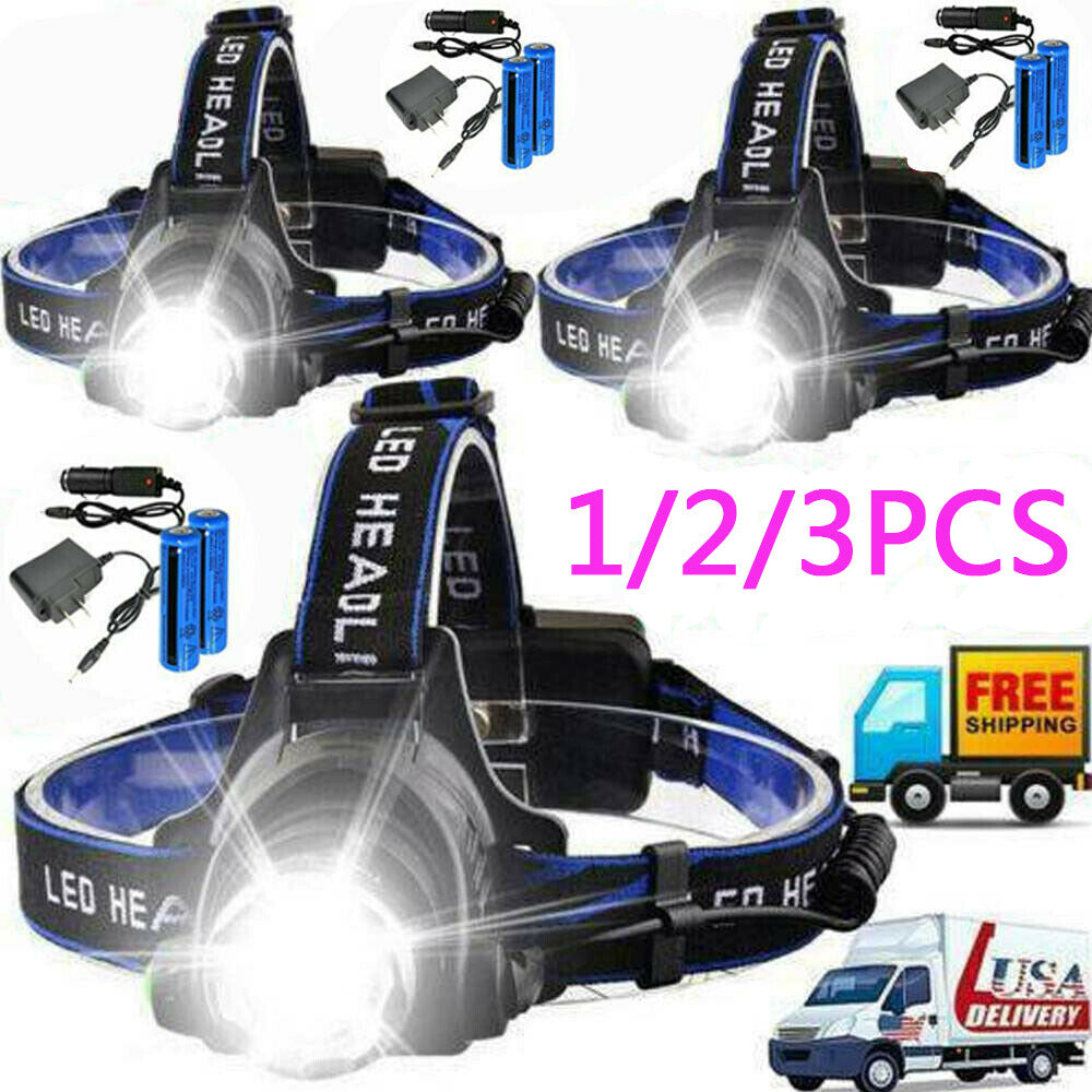 LED Headlamp Rechargeable Head Torch Zoom Headlight Lamp Super Bright Flashlight 3 Modes Work Light TryTrendly