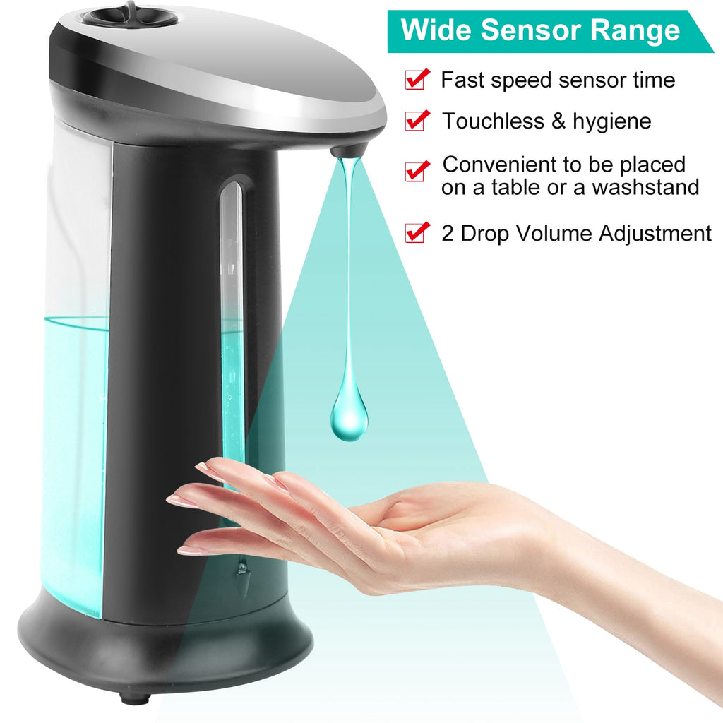 1Pc Automatic Soap Dispenser 400ML 16.9OZ Anti-slip Sensor Refillable Hand Gel Desktop Dispenser 2 Drop Volume Adjustment TryTrendly