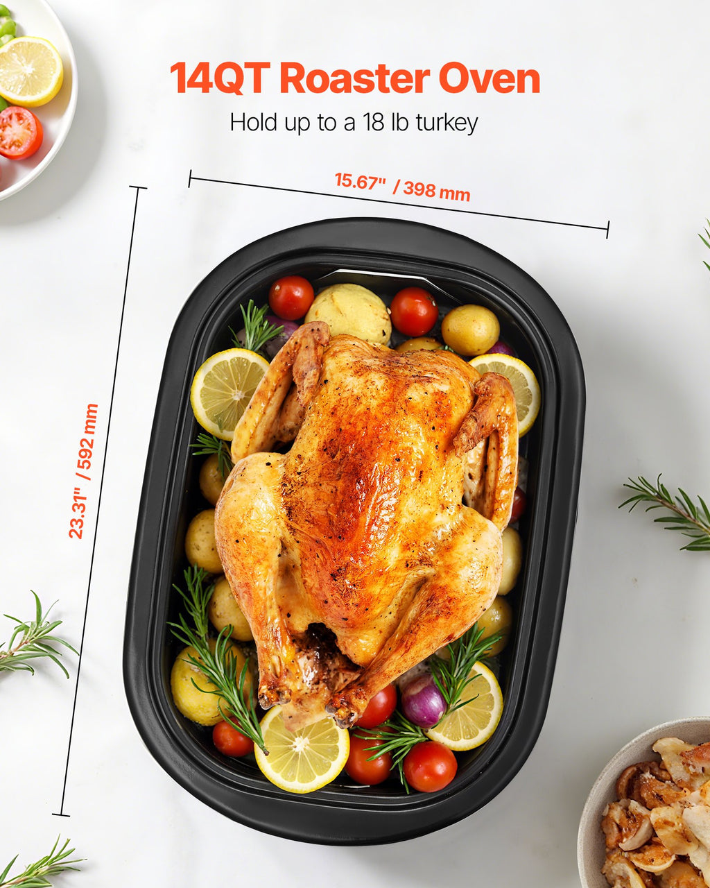 Electric Roaster Oven 14QT Electric Roasting Pan With Self-Basting Lid TryTrendly
