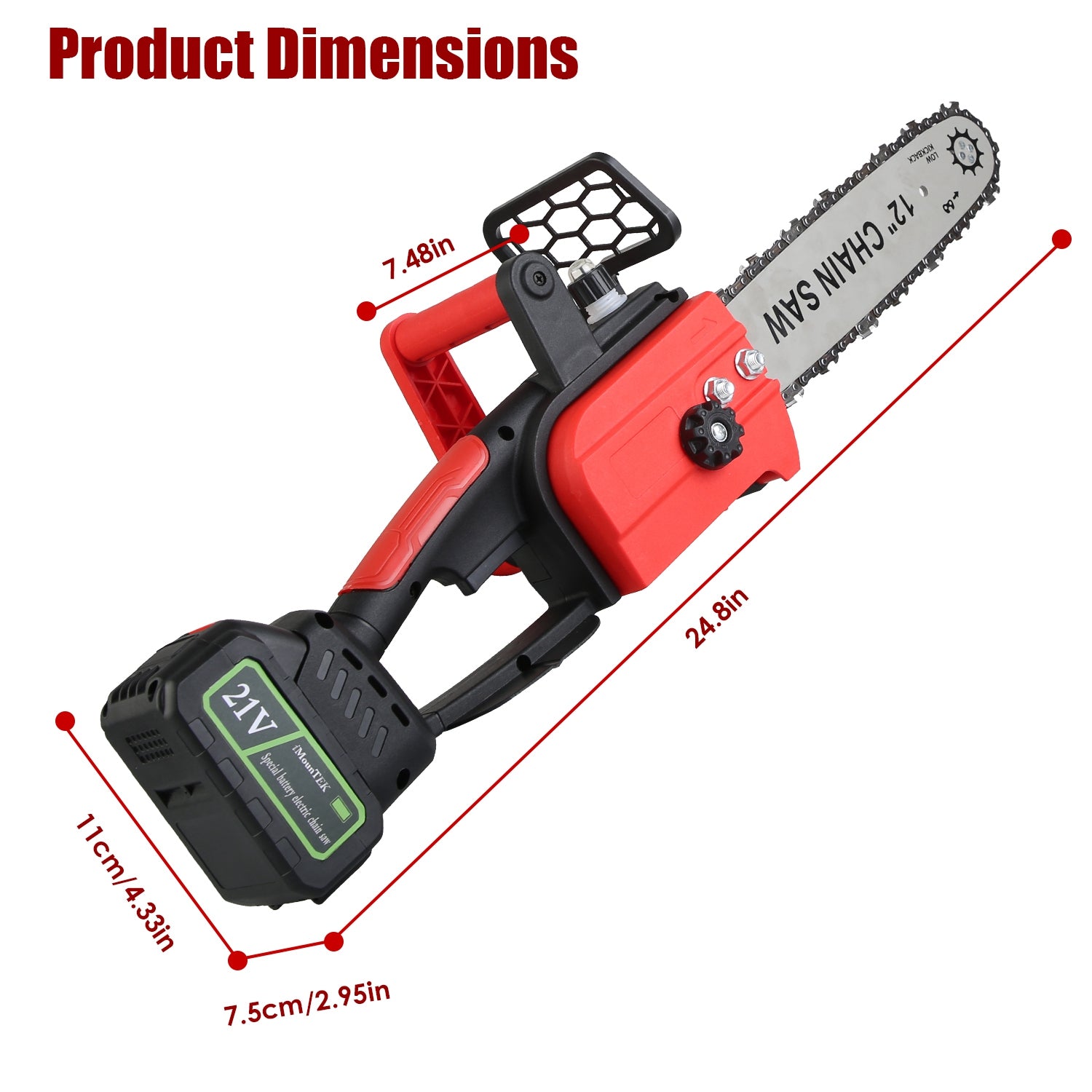1Pc 12Inch Electric Cordless Chainsaw With 2Pcs 21V 3000mAh Battery And Charger Brushless Battery Operated Handheld Chainsaw With Auto Oiler Safety Switch For Tree Trimming Wood Cutting TryTrendly