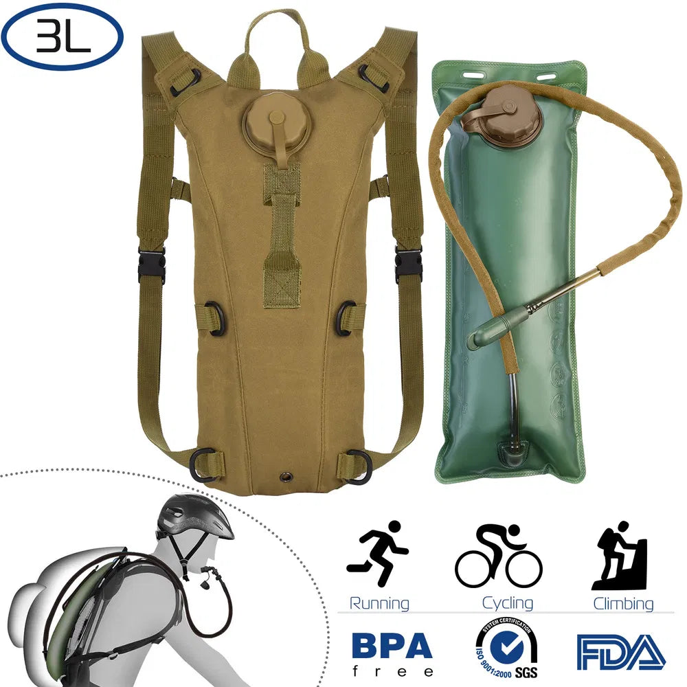 Tactical Hydration Pack 3L Water Bladder Adjustable Water Drink Backpack TryTrendly