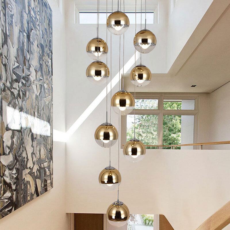 Living Room Mezzanine Modern Minimalist Duplex Staircase Long Chandelier CJ Dropshipping
