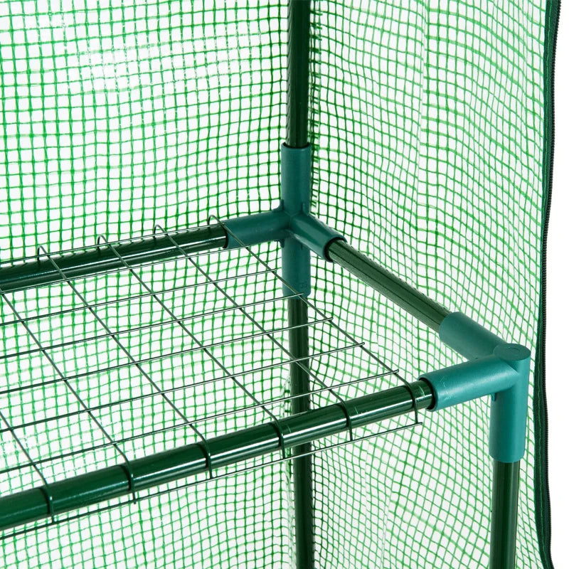 Walk-in Greenhouse, Garden Hot House With 3 Tier Shleves, Roll-Up Door And PE Cover, Green TryTrendly