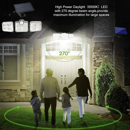 Solar Sensor Light 122 LED 3Head Outdoor Spotlight with 3 Modes - TryTrendly