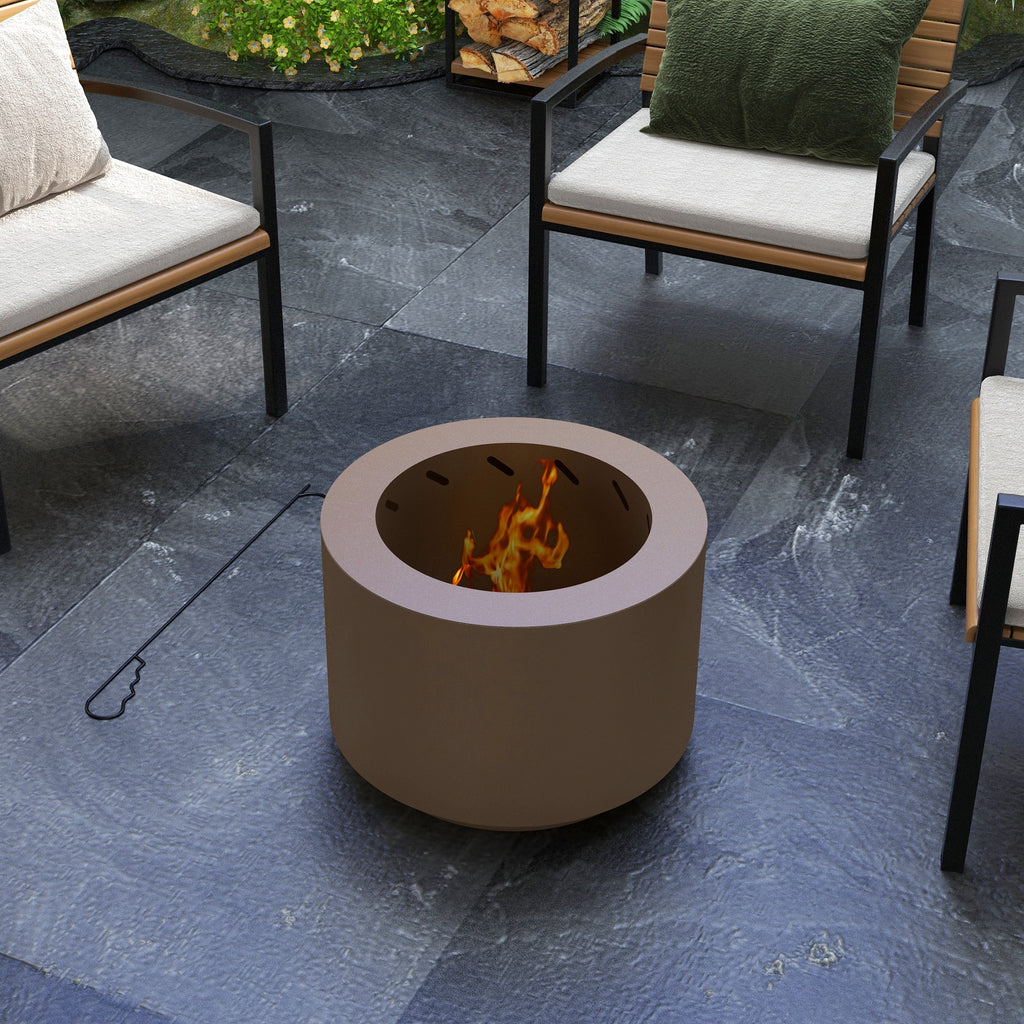 Smokeless Fire Pit, Portable Camping Bonfire Stove with Poker for Backyard Patio Picnic, Steel, Bronze cjdropshipping