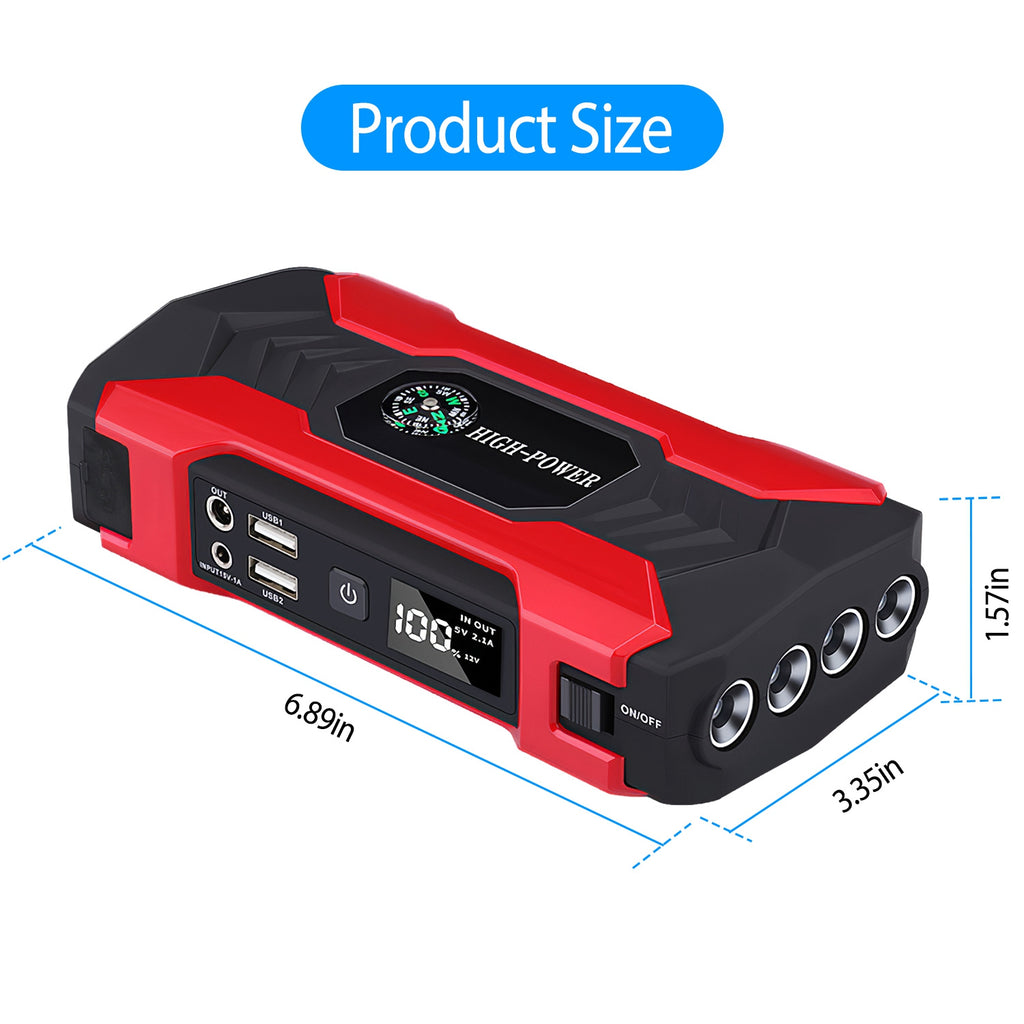 Car Jump Starter Booster 800A Peak 28000mAh 12V Battery Charger Up To 6.0L Gas Or 3.0L Diesel Engine With LCD Screen 4 Modes LED Flashlight cjdropshipping