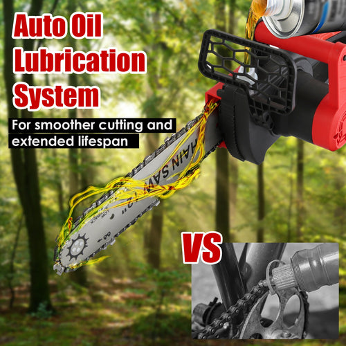 1Pc 12Inch Electric Cordless Chainsaw With 2Pcs 21V 3000mAh Battery And Charger Brushless Battery Operated Handheld Chainsaw With Auto Oiler Safety Switch For Tree Trimming Wood Cutting TryTrendly