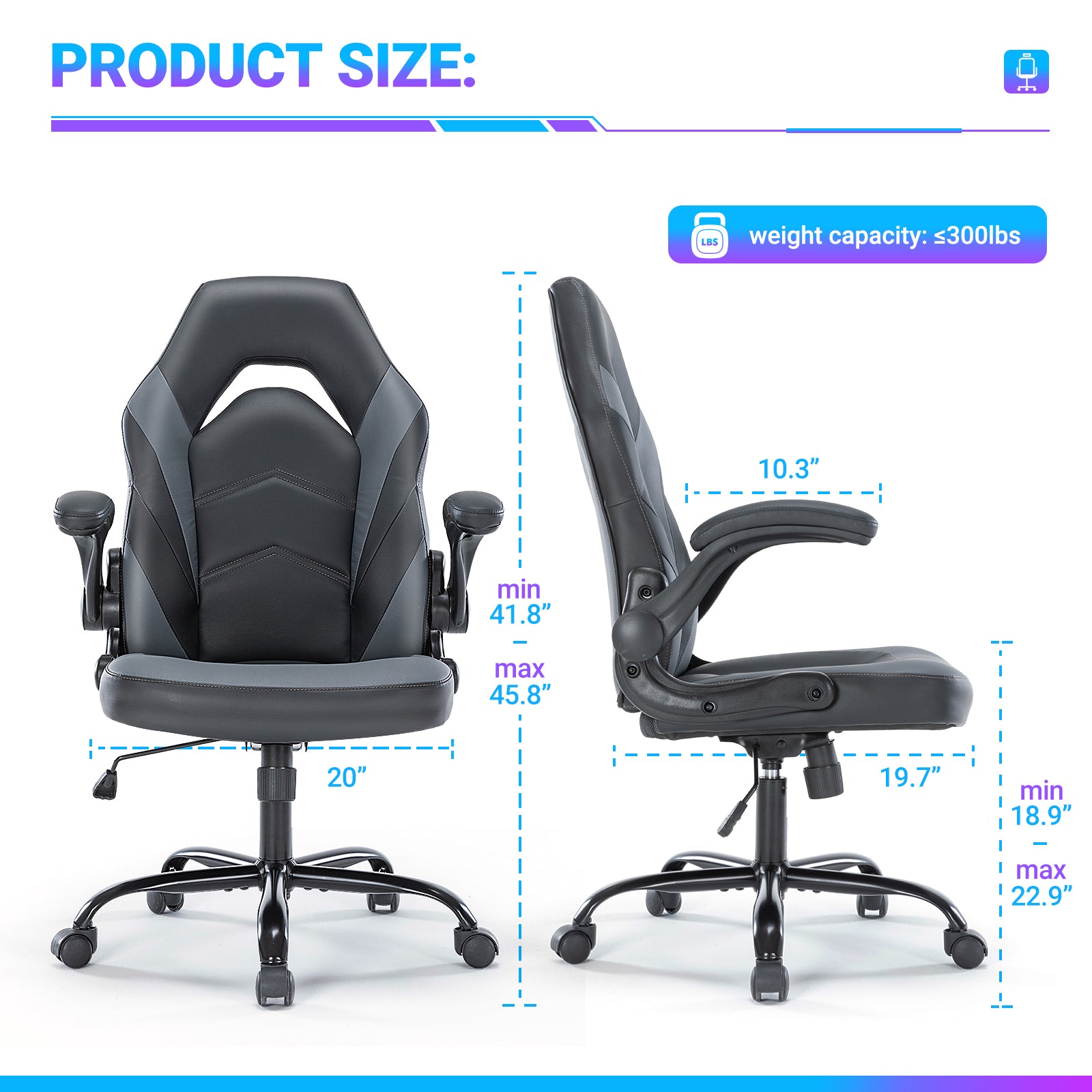 PU Leather Ergonomic Office Chair Swivel Computer Gaming Chair With Lumbar Support cjdropshipping