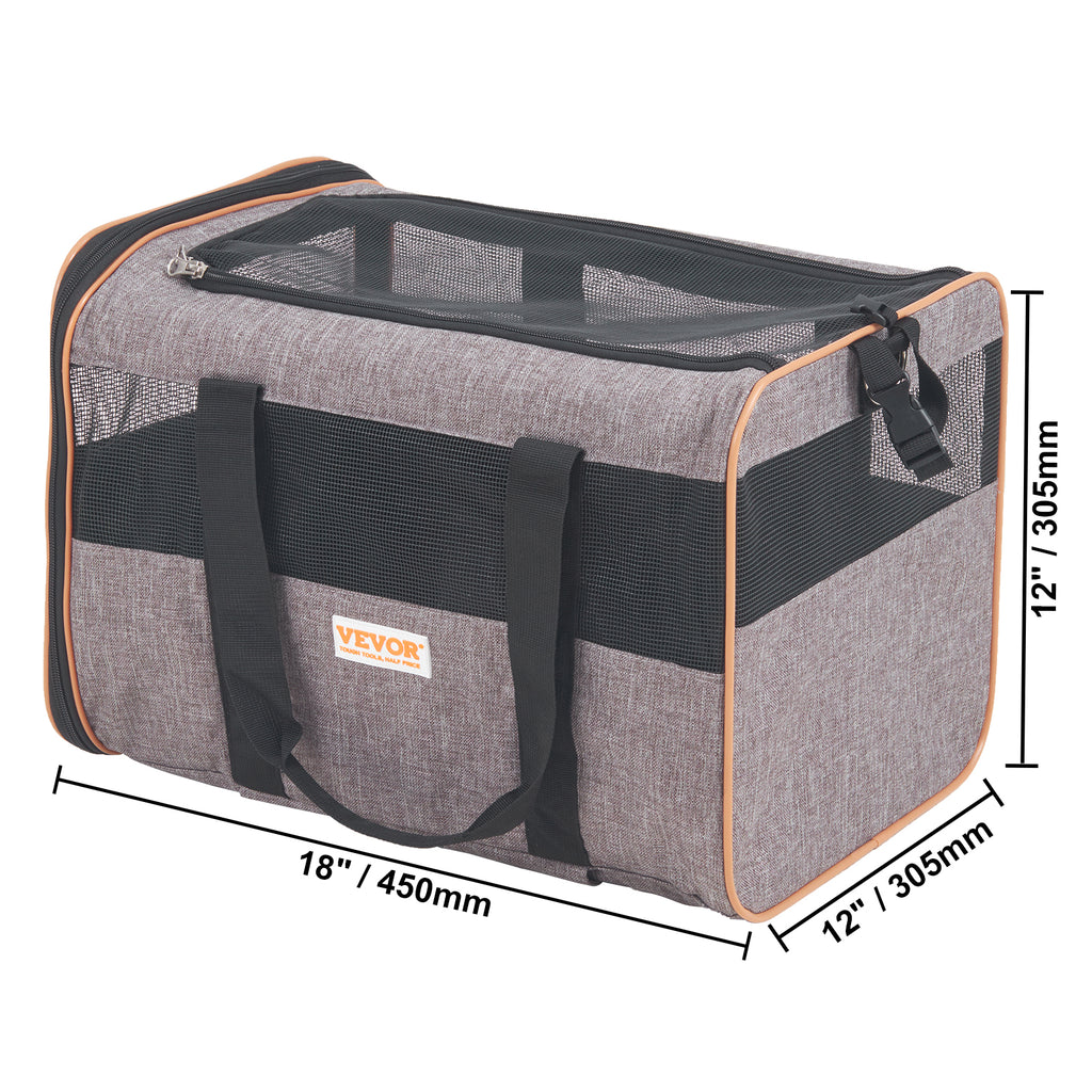 VEVOR Cat Carrier With Wheels, Airline Approved Rolling Pet Carrier With Telescopic Handle And Shoulder Strap, Dog Carrier With Wheels For Pets Under 22 Lbs, With 1 Folding Bowl, Grey cjdropshipping