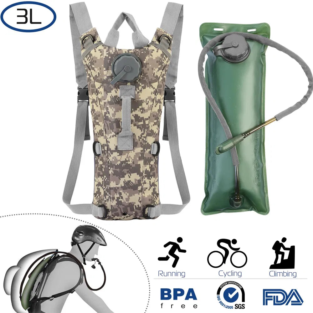 Tactical Hydration Pack 3L Water Bladder Adjustable Water Drink Backpack TryTrendly
