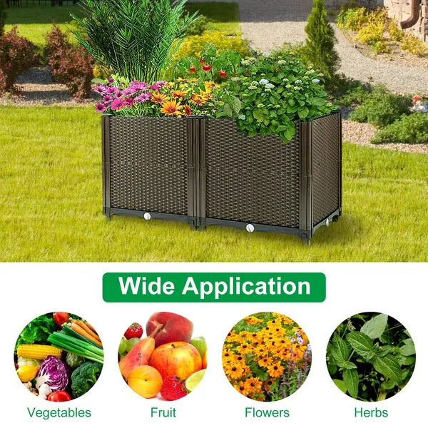Raised Garden Bed Plant Growth Box With Self-watering System For Garden Patio Balcony Elevated Planter Box For Flowers Vegetables Herbs cjdropshipping