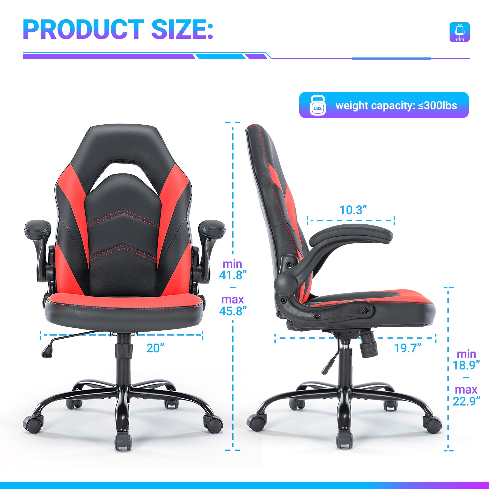 PU Leather Ergonomic Office Chair Swivel Computer Gaming Chair With Lumbar Support cjdropshipping