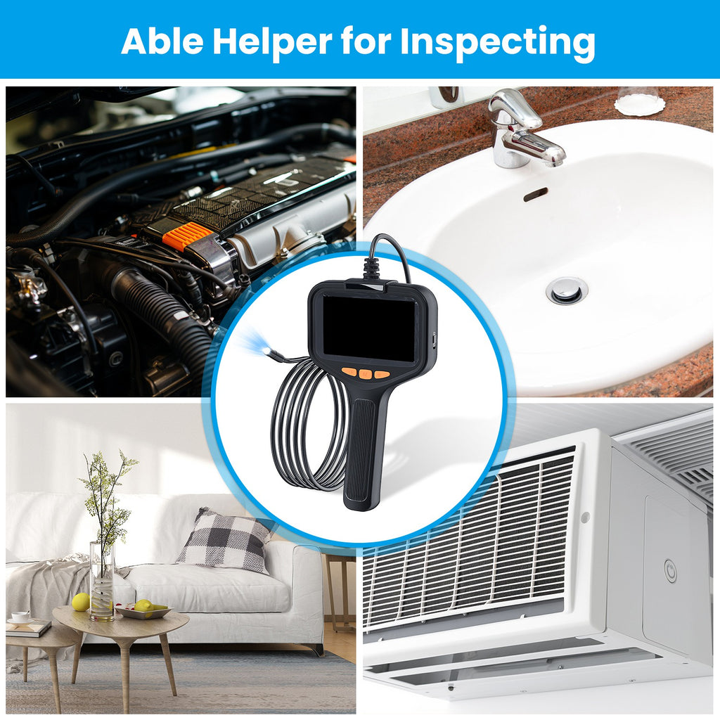 1Pc 4.3in Inspection Camera With Light Articulating Borescope Endoscope Camera With 16.4FT Wire 2 Modes 3 Adjustable Brightness IP67 Waterproof For Plumbing Automative Inside Wall TryTrendly