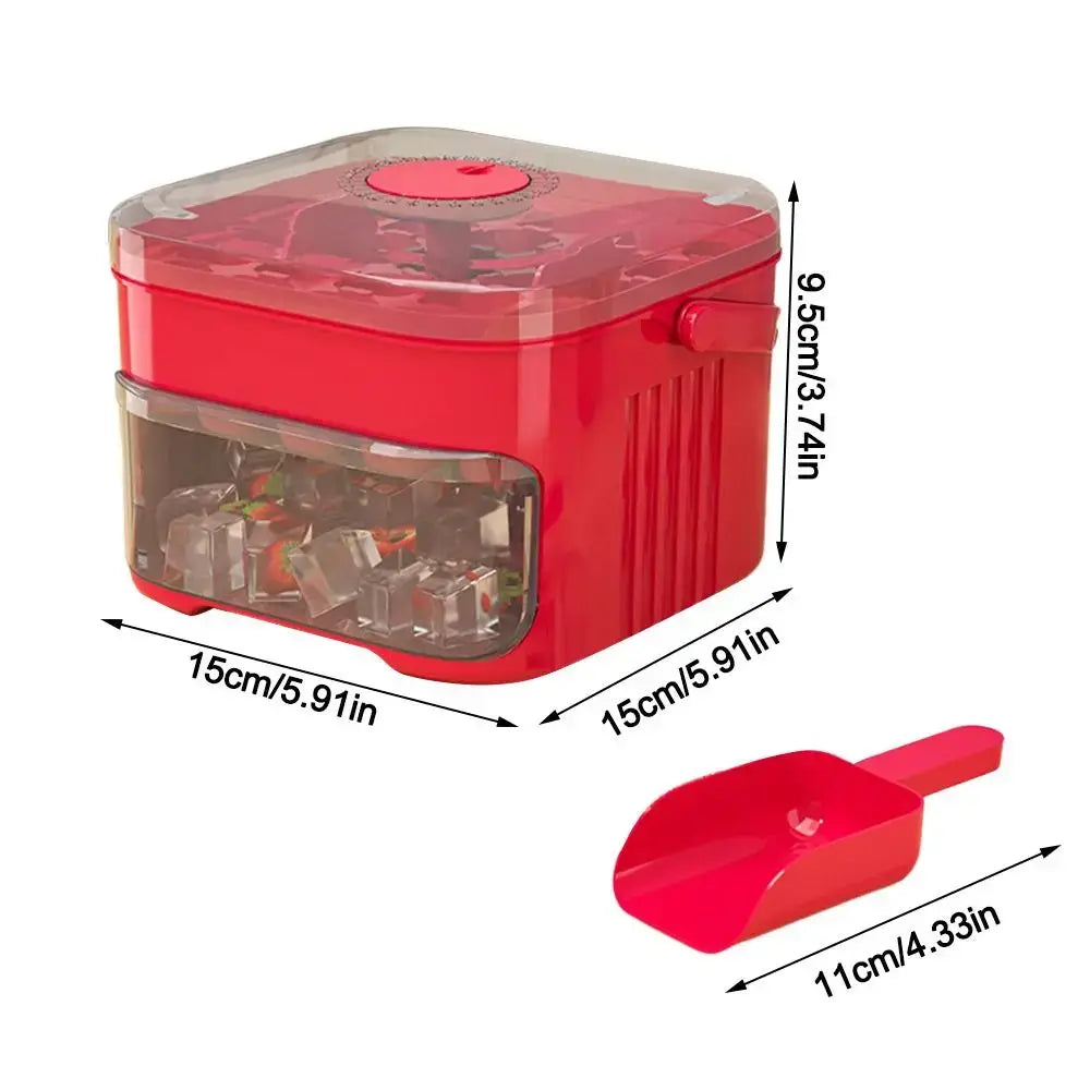 Portable 50-Cube Ice Maker with Easy Press Cap Large Capacity Double-layer Ice Cube Machine Household Ice Storage Ice Box TryTrendly
