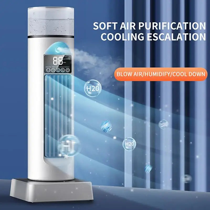 Portable AC Fan Tower Air Cooling Fan for Bedroom Quiet Oscillating Bladeless Cooler with Remote & Water Tank 6 Speeds TryTrendly