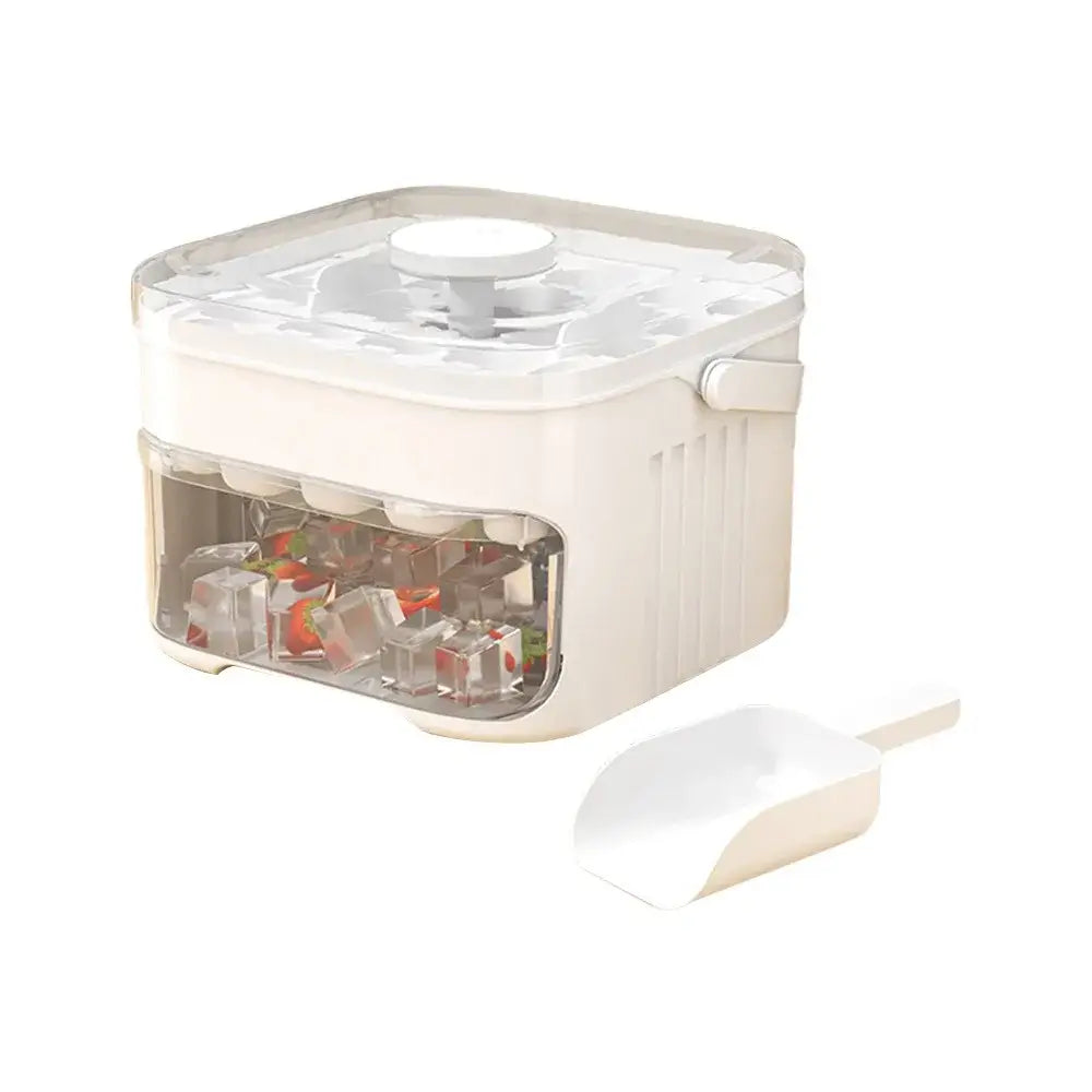 Portable 50-Cube Ice Maker with Easy Press Cap Large Capacity Double-layer Ice Cube Machine Household Ice Storage Ice Box TryTrendly