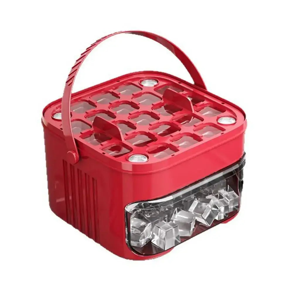 Portable 50-Cube Ice Maker with Easy Press Cap Large Capacity Double-layer Ice Cube Machine Household Ice Storage Ice Box TryTrendly