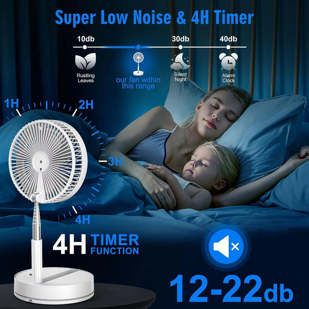 Portable Oscillating Standing Fan with Remote Controller Foldable Desk Fan Rechargeable Battery Powered Pedestal Fan for Camping TryTrendly