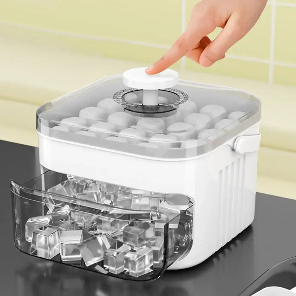 Portable 50-Cube Ice Maker with Easy Press Cap Large Capacity Double-layer Ice Cube Machine Household Ice Storage Ice Box TryTrendly