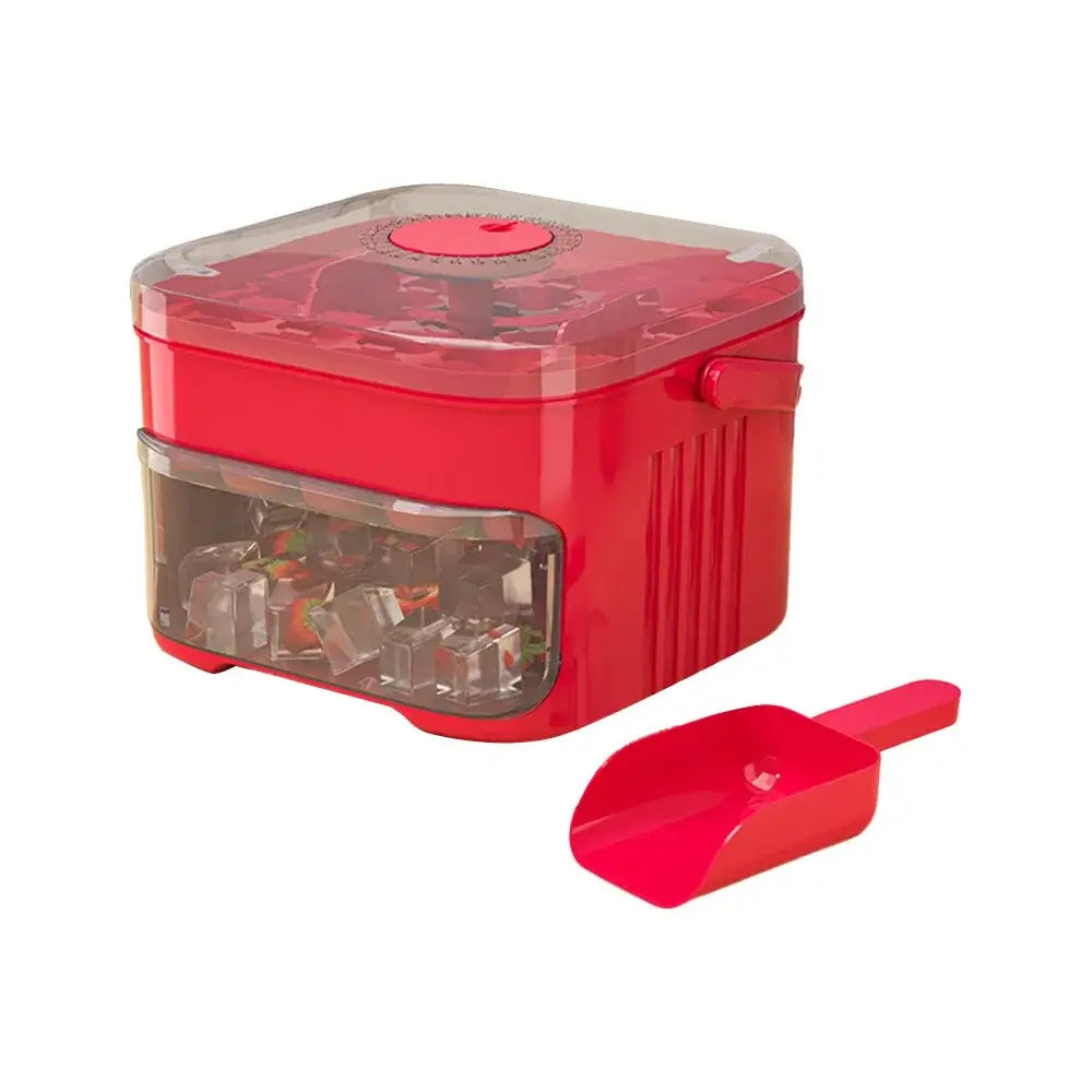 Portable 50-Cube Ice Maker with Easy Press Cap Large Capacity Double-layer Ice Cube Machine Household Ice Storage Ice Box TryTrendly