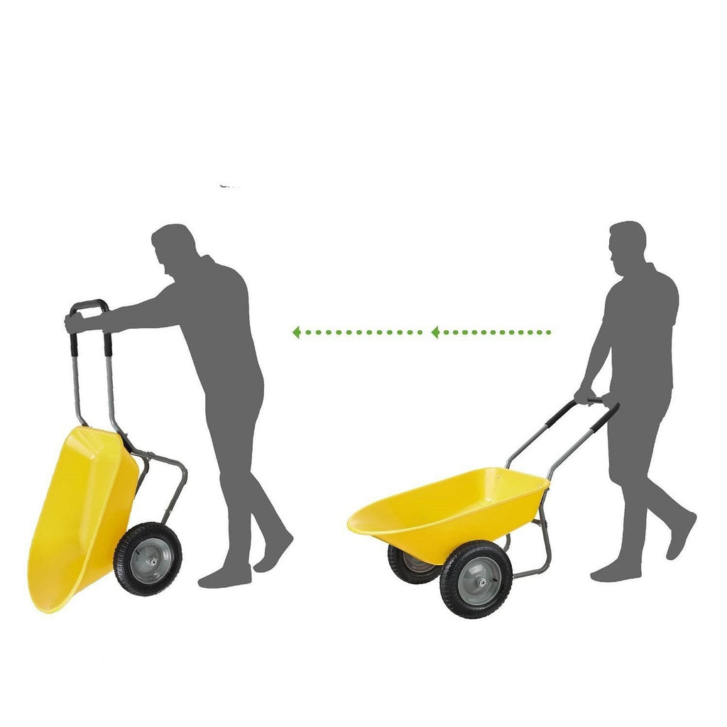 Heavy Duty 2-Wheel Multipurpose Rust Proof Wheelbarrow - Yellow TryTrendly
