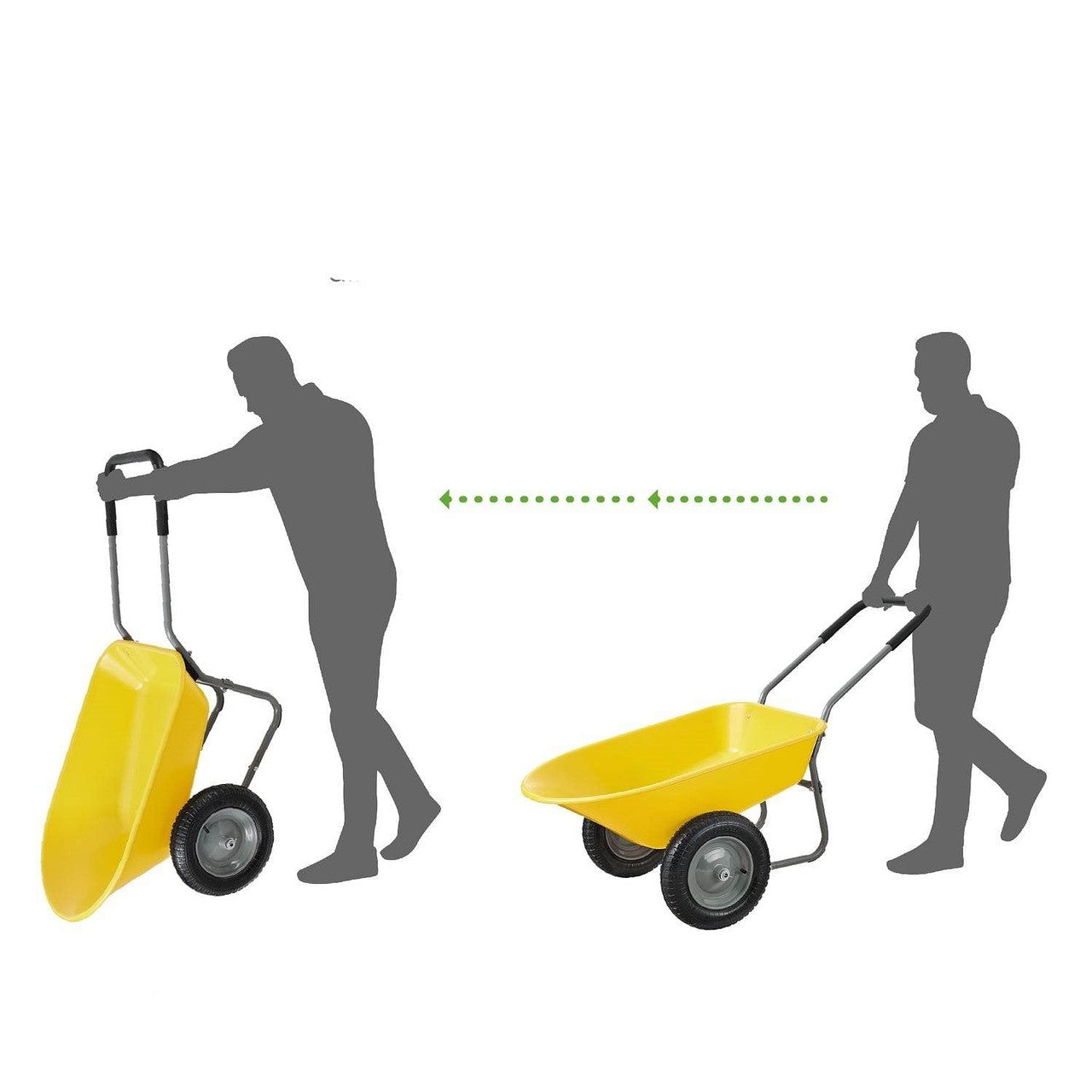 Heavy Duty 2-Wheel Multipurpose Rust Proof Wheelbarrow - Yellow TryTrendly