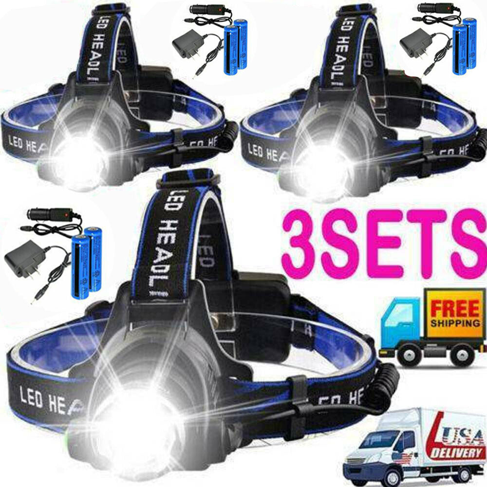 LED Headlamp Rechargeable Head Torch Zoom Headlight Lamp Super Bright Flashlight 3 Modes Work Light TryTrendly