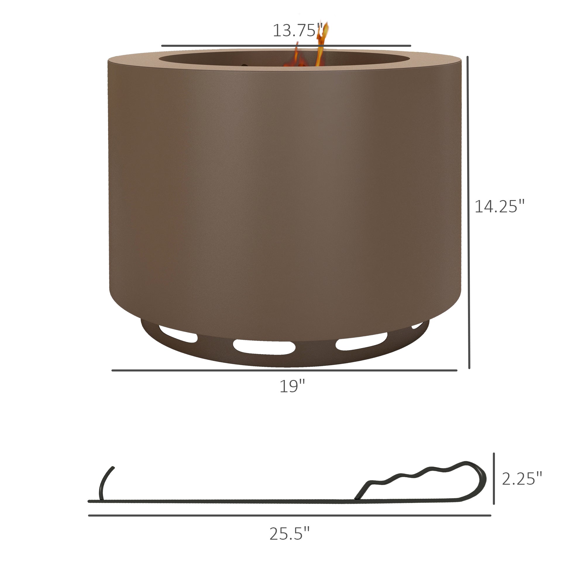Smokeless Fire Pit, Portable Camping Bonfire Stove with Poker for Backyard Patio Picnic, Steel, Bronze cjdropshipping