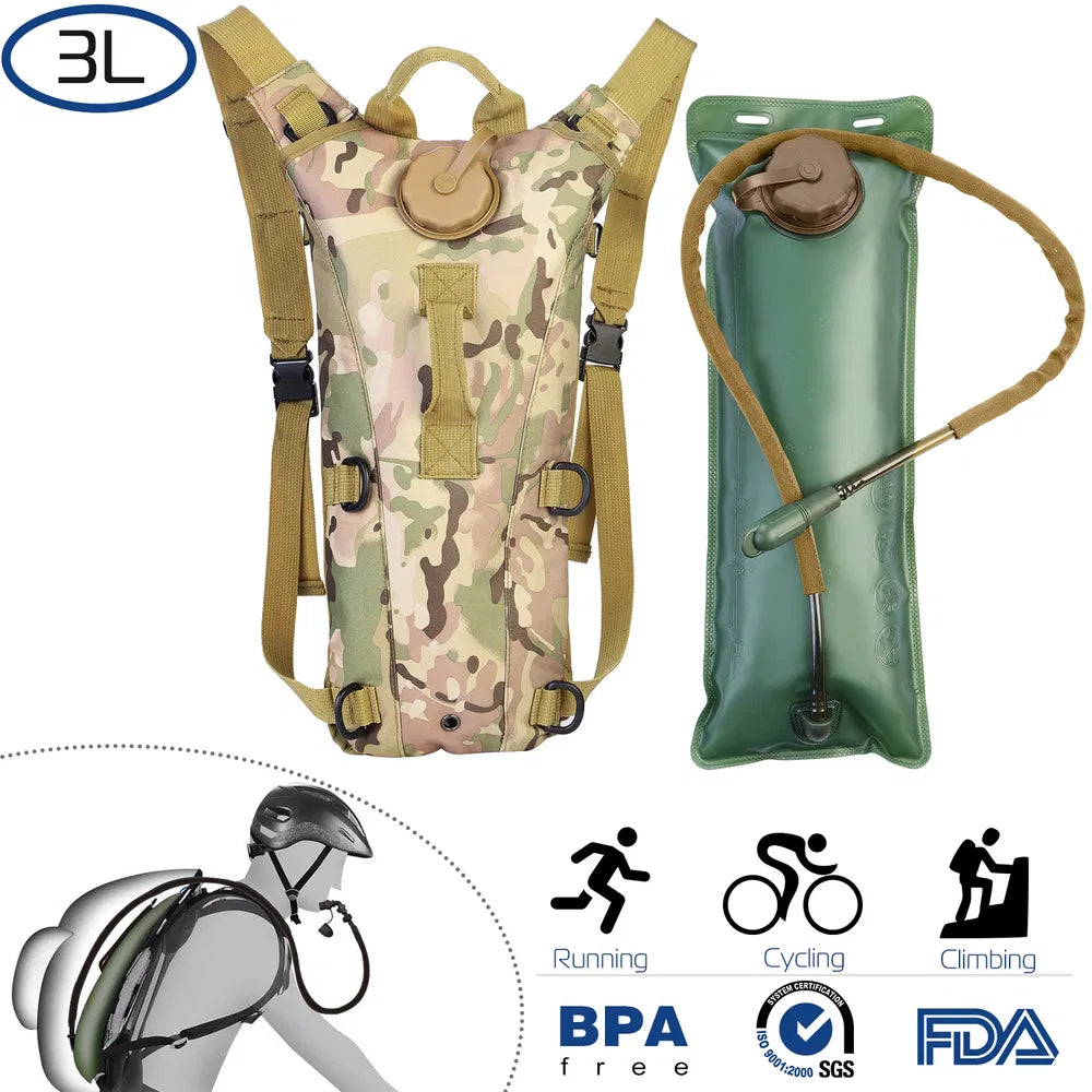 Tactical Hydration Pack 3L Water Bladder Adjustable Water Drink Backpack TryTrendly