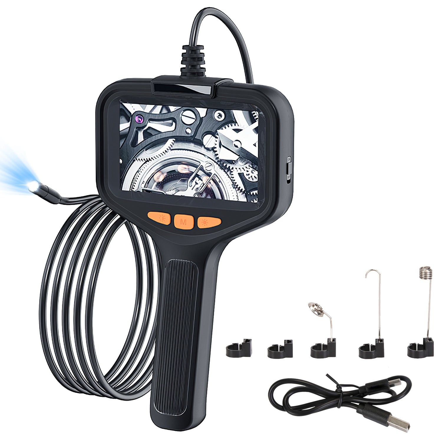 1Pc 4.3in Inspection Camera With Light Articulating Borescope Endoscope Camera With 16.4FT Wire 2 Modes 3 Adjustable Brightness IP67 Waterproof For Plumbing Automative Inside Wall TryTrendly