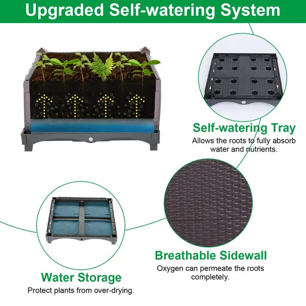 Raised Garden Bed Plant Growth Box With Self-watering System For Garden Patio Balcony Elevated Planter Box For Flowers Vegetables Herbs cjdropshipping