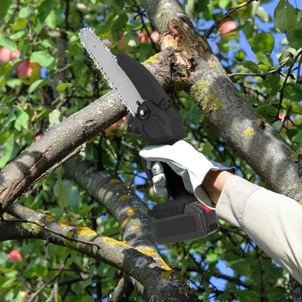 Electric Mini Chainsaw Portable Handheld Cordless Small Chain Saw Battery Powered With 2Pcs 1200mAh Rechargeable Batteries 8in Chains Gloves Goggles For Pruning Trees Wood Cutting TryTrendly