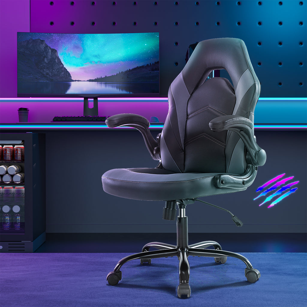 PU Leather Ergonomic Office Chair Swivel Computer Gaming Chair With Lumbar Support cjdropshipping