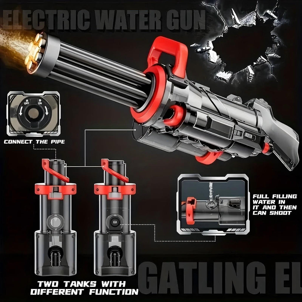Single Tube Gatling Water Gun With Powerful Pumping And Cool Blue Appearance, Enjoying The Fun Of Summer Coolness TryTrendly