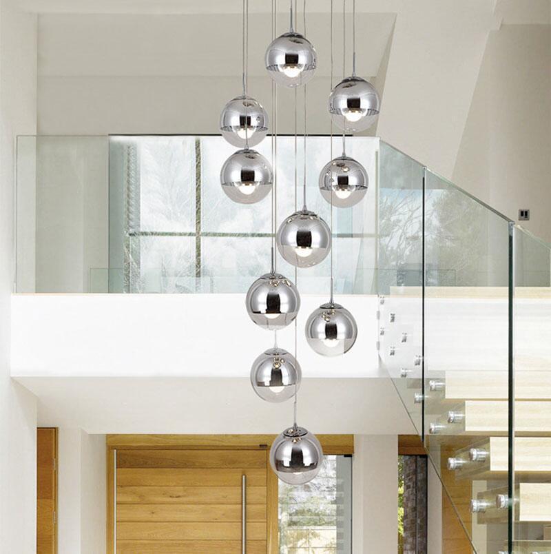 Living Room Mezzanine Modern Minimalist Duplex Staircase Long Chandelier CJ Dropshipping