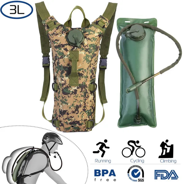 Tactical Hydration Pack 3L Water Bladder Adjustable Water Drink Backpack TryTrendly