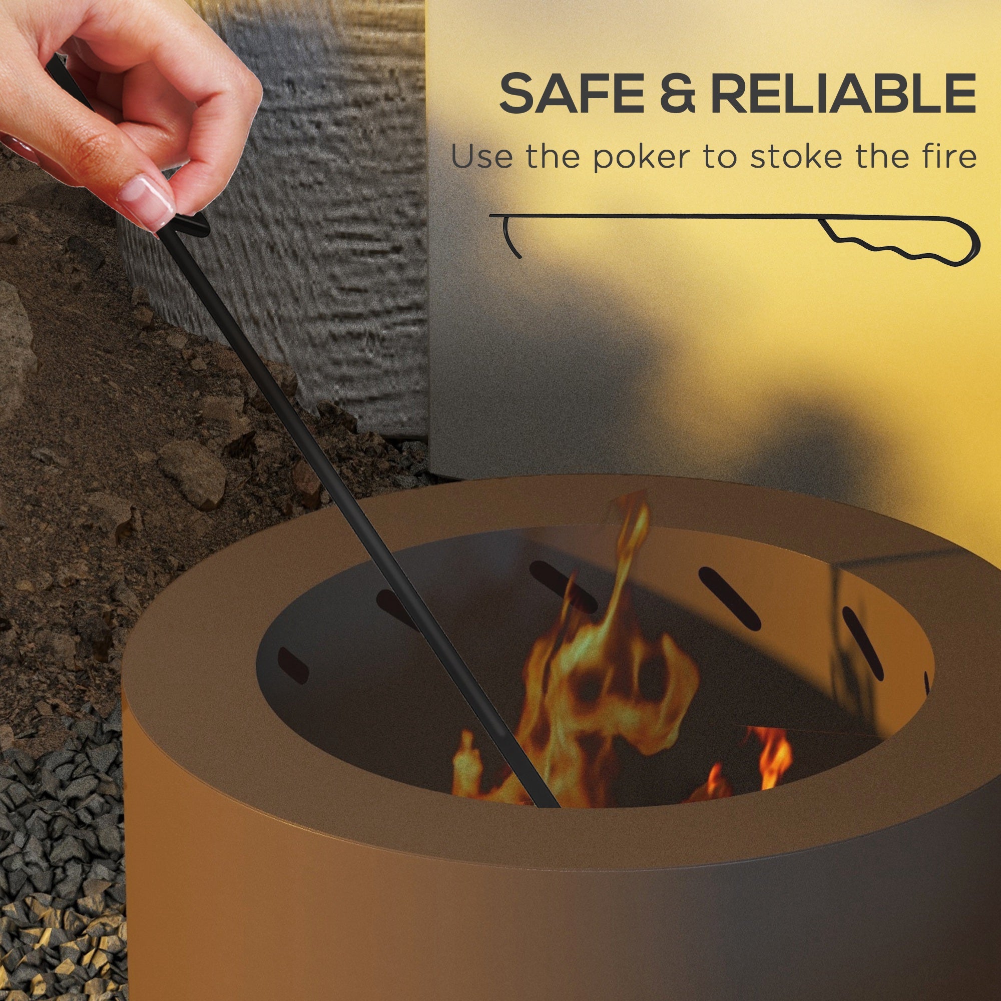 Smokeless Fire Pit, Portable Camping Bonfire Stove with Poker for Backyard Patio Picnic, Steel, Bronze cjdropshipping