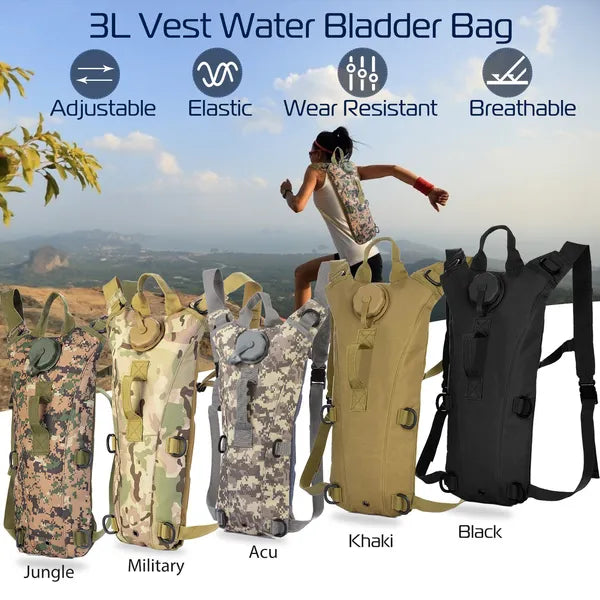 Tactical Hydration Pack 3L Water Bladder Adjustable Water Drink Backpack TryTrendly